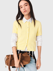 Áo cardigan cổ đính đá