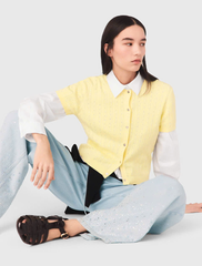 Áo cardigan cổ đính đá