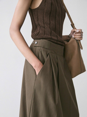 CHÂN VÁY MIDI XẾP LY HỘP