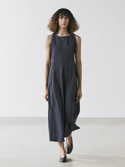 Váy maxi MASSIMO DUTTI cổ tròn sát nách màu navy
