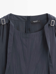 Váy maxi MASSIMO DUTTI cổ tròn sát nách màu navy