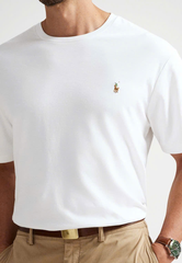 Tshirt nam POLO RL trơn cổ tròn logo ngực 3 màu