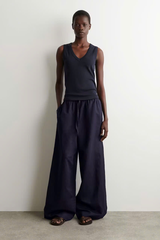 QUẦN ỐNG RỘNG BẰNG VẢI LINEN CÓ DÂY RÚT