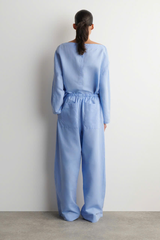 QUẦN ỐNG RỘNG BẰNG VẢI LINEN CÓ DÂY RÚT