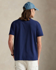 Áo thun dệt kim trơn cổ điển bằng cotton có logo