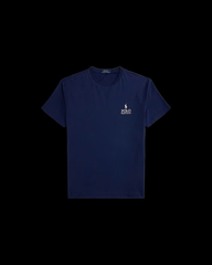 Áo thun dệt kim trơn cổ điển bằng cotton có logo