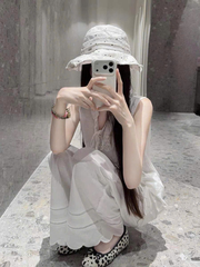 Quần suông linen T-Flatform cạp chun gấu ren dập 2 màu (6217)