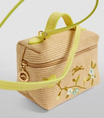 Túi cặp lồng Longchamps cói thêu họa tiết Tropical