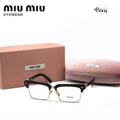 Kính Miumiu gọng vuông mắt đen viền vàng Sz54