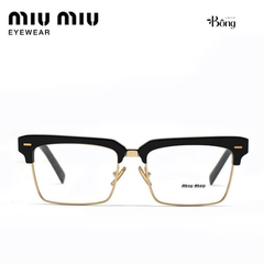 Kính Miumiu gọng vuông mắt đen viền vàng Sz54
