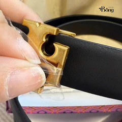 Belt da Tory Burch bản 2m đen mặt vàn fullbox