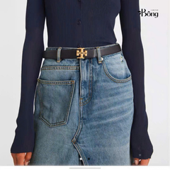 Belt da Tory Burch bản 2m đen mặt vàn fullbox