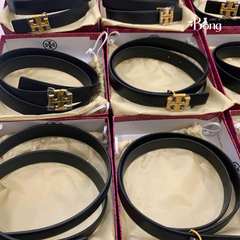 Belt da Tory Burch bản 2m đen mặt vàn fullbox