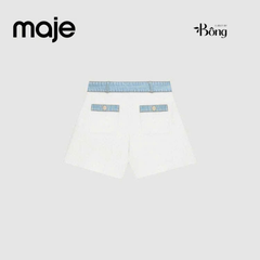 Quần short dệt kim phối viền denim