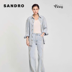 Quần denim Sandro suông bling đá lượn sóng (3pcs tách set)