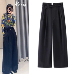 Quần suông đen Zara kèm belt da bản 2cm
