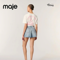 Quần short denim Maje đính đá