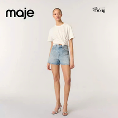 Quần short denim Maje đính đá
