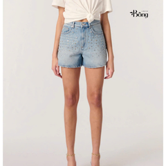Quần short denim Maje đính đá