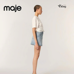 Quần short denim Maje đính đá