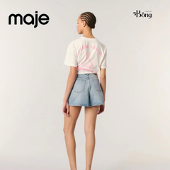 Quần short denim Maje đính đá