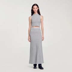 Áo croptop sát nách Sandro màu tàn viền trắng (set 3pcs tách)