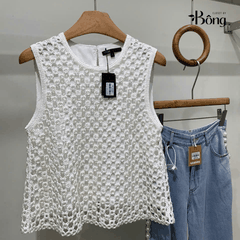 Áo gile lưới MAJE màu beirge