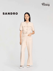 Áo dạ tweed Sandro trắng hồng (2pcs tách set)