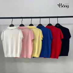 Áo len Polo len lụa cổ bẻ ngắn tay