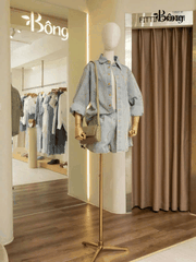 Áo denim Sandro cổ bẻ bling