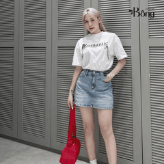 Short váy denim Zara màu nhạt co giãn 4 chiều