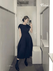 Chân váy thun COS đen (2pcs tách set)