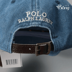 Mũ ball-cap Polo denim ogo ngựa trắng