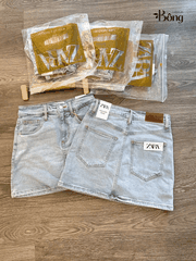 Short váy denim Zara màu nhạt co giãn 4 chiều