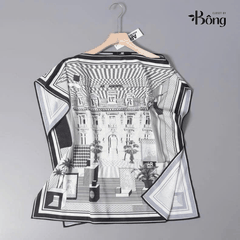 Áo lụa cover-up hoạ tiết Karl Largerfeld