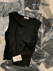 Áo thun COS đen xoắn hông (2pcs tách set)