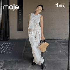 Áo gile lưới MAJE màu beirge