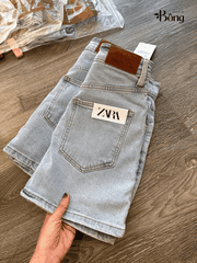 Short váy denim Zara màu nhạt co giãn 4 chiều