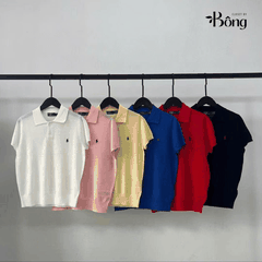 Áo len Polo len lụa cổ bẻ ngắn tay