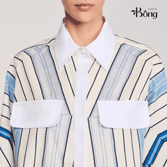 Set Sandro lụa họa tiết mạng nhện Áo + Quần short