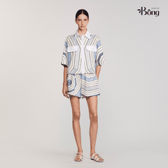 Set Sandro lụa họa tiết mạng nhện Áo + Quần short
