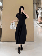 Áo thun COS đen xoắn hông (2pcs tách set)