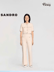Áo dạ tweed Sandro trắng hồng (2pcs tách set)