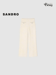 Quần tweed suông Sandro trắng hồng