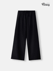Quần đũi suông Bershka đen cạp chun