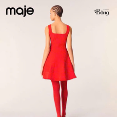 Váy dệt kim Maje đỏ dáng A xoè
