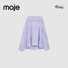 Chân váy midi Maje kẻ trắng xanh xếp tầng