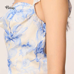 Váy lụa Maje hoa xanh 2 dây sexy back