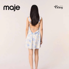 Váy lụa Maje hoa xanh 2 dây sexy back