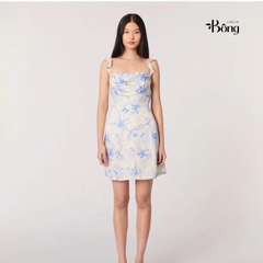 Váy lụa Maje hoa xanh 2 dây sexy back